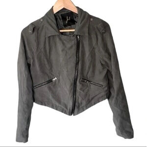 Jack. Velveteen crop moto/bomber jacket layering essential medium